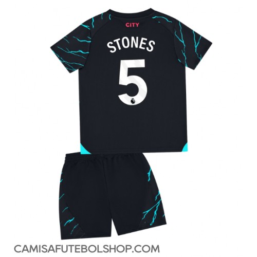 Camisa de time de futebol Manchester City John Stones #5 Replicas 3º Equipamento Infantil 2023-24 Manga Curta (+ Calças curtas)